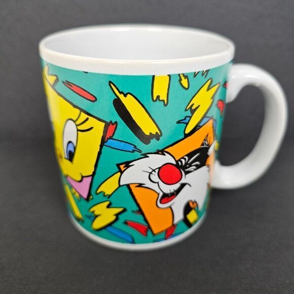 Vintage Coffee Cup Mug 1993 Warner Brothers Sylvester Tweety Bird Taz Bugs Bunny - Picture 7 of 11